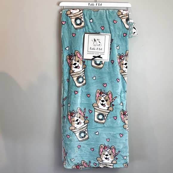 Pickle & Dot Corgi Corgiccino Oversized Plush Throw 60” x 70” NEW! - Picture 3 of 6